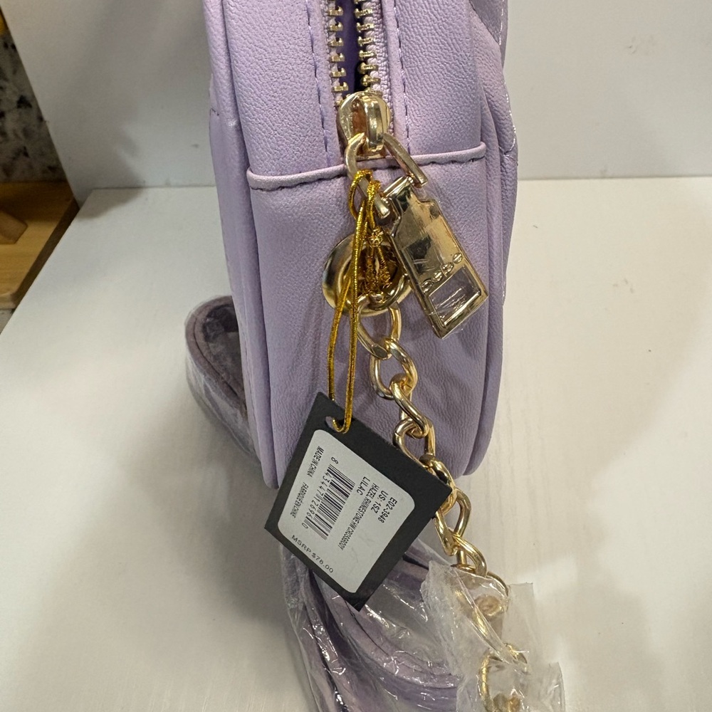 NWT  Quilted Rhinestone Crossbody Bag
Gold Chain Strap purse #minimalist#lilac - Picture 6 of 7